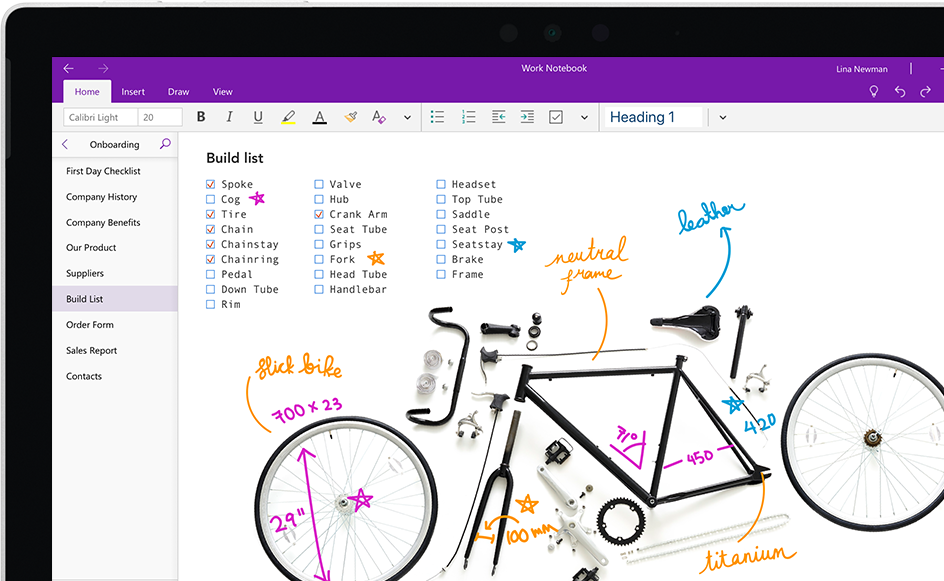 OneNote app on iPad.